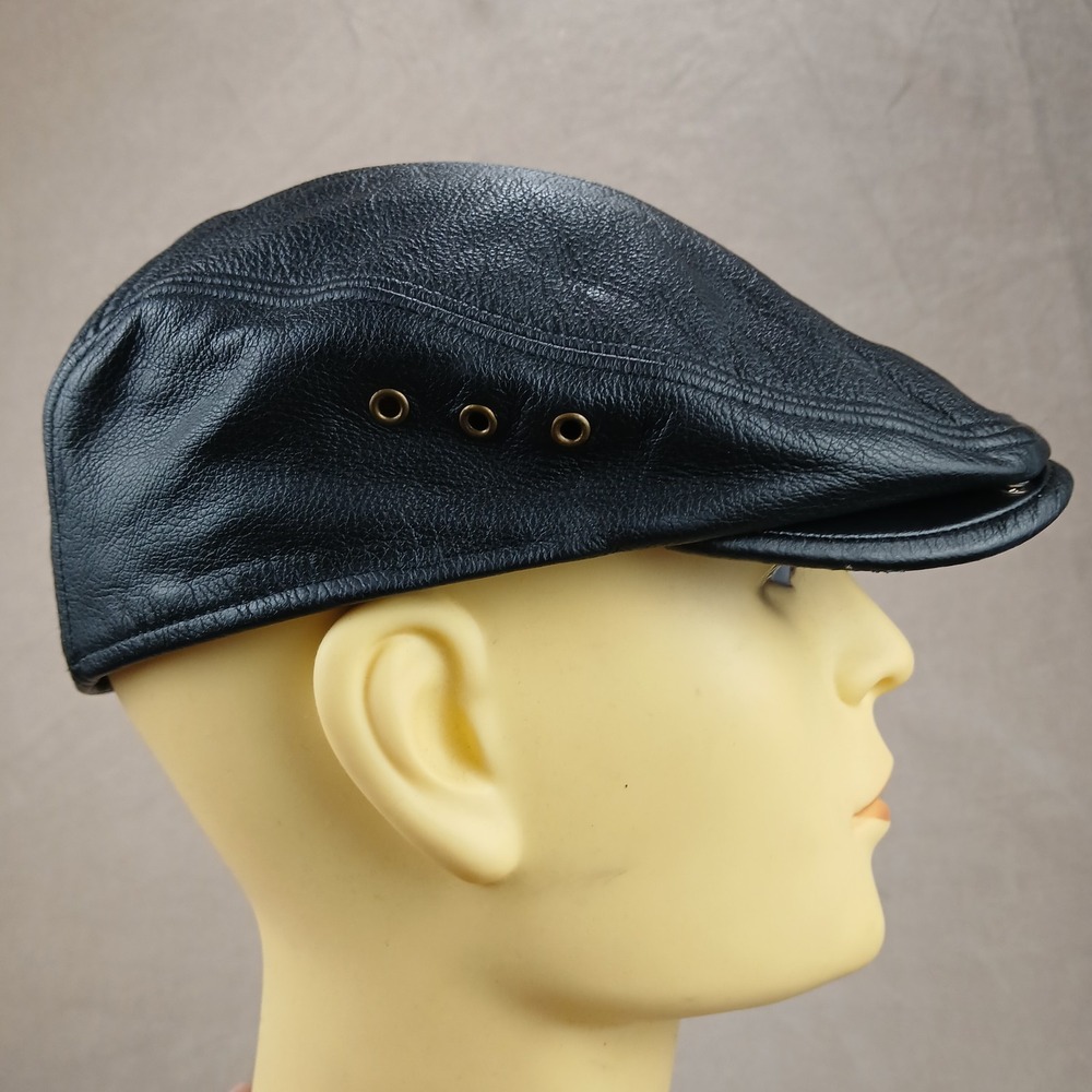 Unbranded L/XL Mens Hat Leather Newsboy Cabbie Fits Up To 23" Head